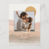 Boho Foto Woestijn Bruiloft Save the Date Aankondigingskaart (Voorkant)