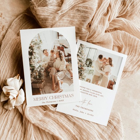 Boho-fotokerstkaart | Terracotta Holiday Kaart