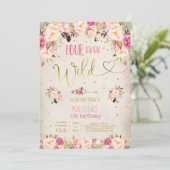 Boho Four Ever Wild Verjaardagsuitnodiging Aquarel Kaart (Staand voorkant)