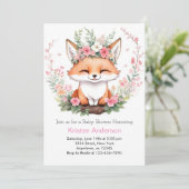 Boho Fox Adventure Meisje Baby shower Kaart (Staand voorkant)