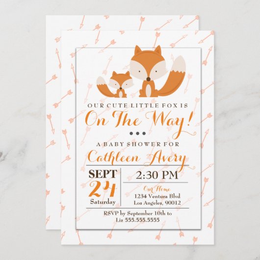Boho Fox Baby shower Uitnodiging (Voorkant / Achterkant)