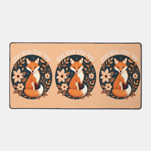 Boho Fox "Blijf wild, blijf vrij" Woodland Design Bureaumat (Voorkant)