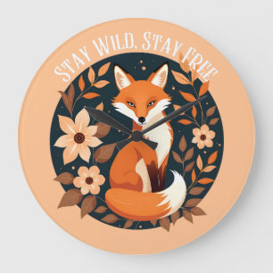 Boho Fox "Blijf wild, blijf vrij" Woodland Design Grote Klok