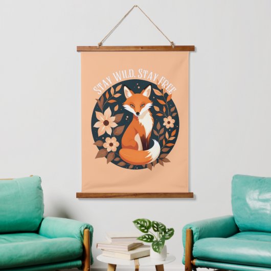 Boho Fox "Blijf wild, blijf vrij" Woodland Design Hangend Wandkleed (Woonkamer)