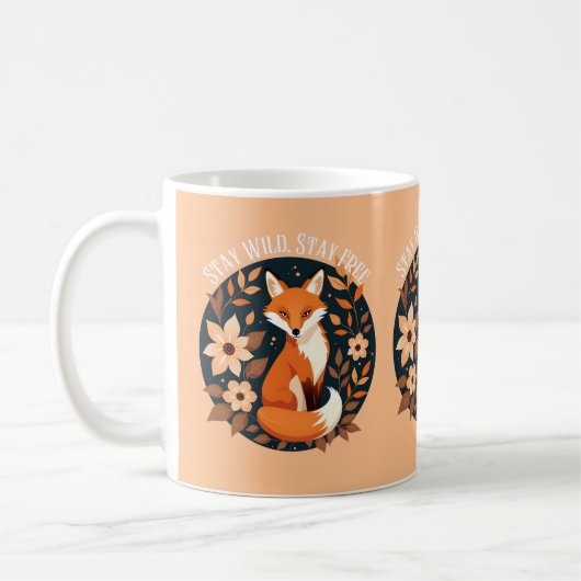 Boho Fox "Blijf wild, blijf vrij" Woodland Design Koffiemok (Links)