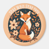 Boho Fox "Blijf wild, blijf vrij" Woodland Design Magneet (Voorkant)