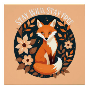 Boho Fox "Blijf wild, blijf vrij" Woodland Design Perfect Poster