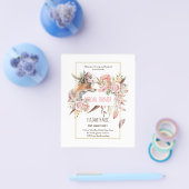 Boho FOX Bruiloft Feest Woodland Veren Bloemen Flyer (Enkel)