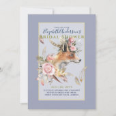 Boho FOX Bruiloft Woodland Veren Bloemen Kaart (Voorkant)