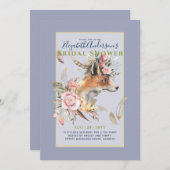 Boho FOX Bruiloft Woodland Veren Bloemen Kaart (Voorkant / Achterkant)