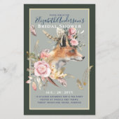 Boho FOX Bruiloftsfeest Woodland Veren Bloemen Flyer (Voorkant)