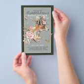 Boho FOX Bruiloftsfeest Woodland Veren Bloemen Flyer (Hand)