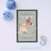 Boho FOX Bruiloftsfeest Woodland Veren Bloemen Flyer (Enkel)