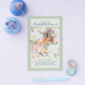 Boho FOX Bruiloftsfeest Woodland Veren Bloemen Flyer (Enkel)
