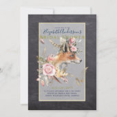 Boho FOX Bruiloftsfeest Woodland Veren Bloemen Kaart (Voorkant)