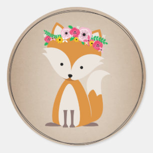 Boho Fox Cardstock Geïnspireerd Baby shower Ronde Sticker