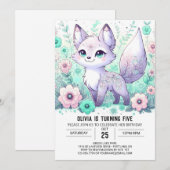 Boho Fox digitale verjaardag Kaart (Voorkant / Achterkant)