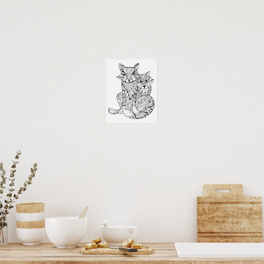 Boho Fox Doodle 2 Poster (Keuken)
