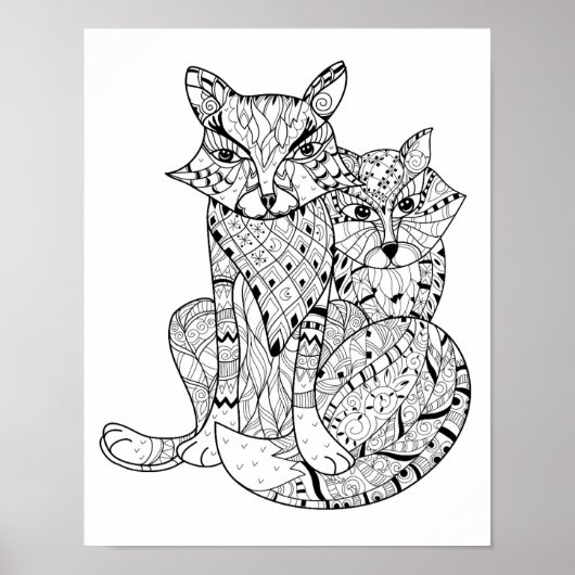 Boho Fox Doodle 2 Poster (Voorkant)