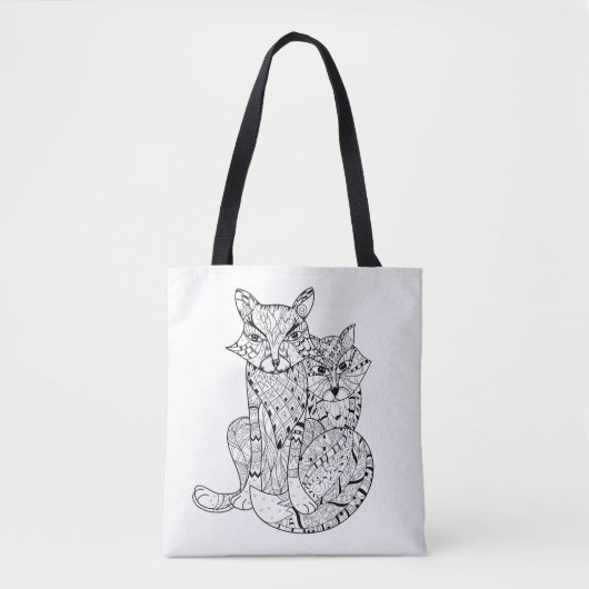 Boho Fox Doodle 2 Tote Bag (Voorkant)