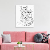 Boho Fox Doodle 6 Canvas Afdruk (Insitu (Woonkamer))