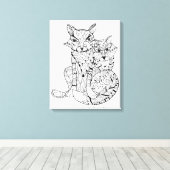 Boho Fox Doodle 6 Canvas Afdruk (Insitu (Houten vloer))