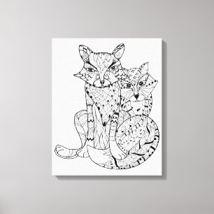 Boho Fox Doodle 6 Canvas Afdruk