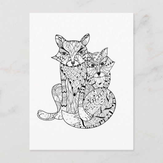 Boho Fox Doodle Briefkaart (Voorkant)