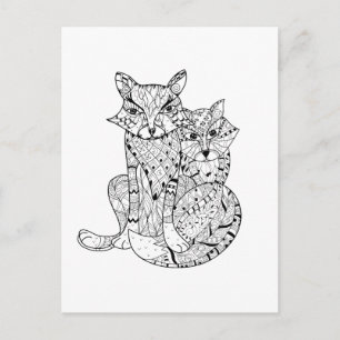 Boho Fox Doodle Briefkaart