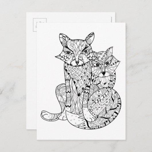 Boho Fox Doodle Briefkaart (Voorkant / Achterkant)