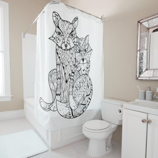 Boho Fox Doodle Douchegordijn (In situ)