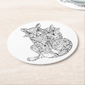 Boho Fox Doodle Ronde Kartonnen Onderzetter (Gebogen)