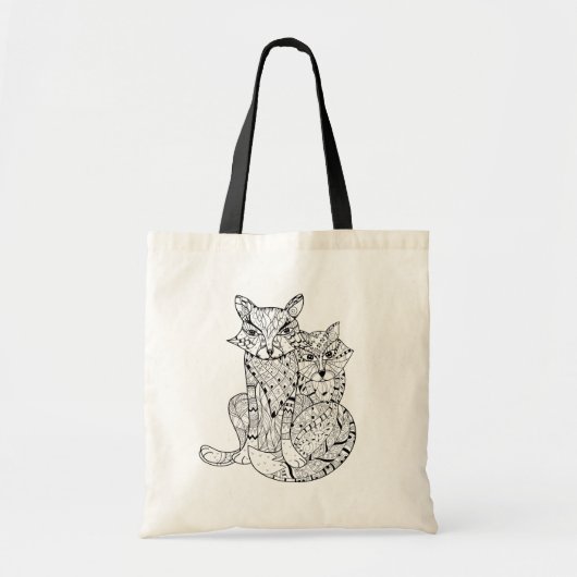 Boho Fox Doodle Tote Bag (Voorkant)