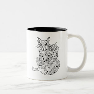Boho Fox Doodle Tweekleurige Koffiemok