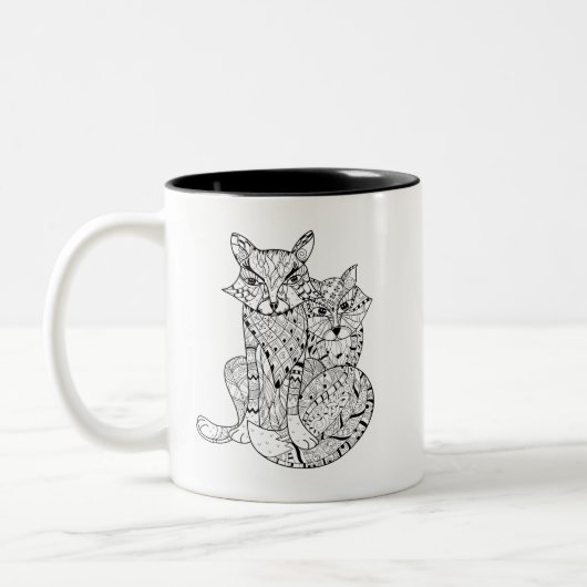 Boho Fox Doodle Tweekleurige Koffiemok (Links)