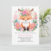Boho Fox Forest Bliss Meisje Baby shower Kaart (Staand voorkant)