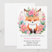 Boho Fox Forest Bliss Meisje Baby shower Kaart (Voorkant / Achterkant)