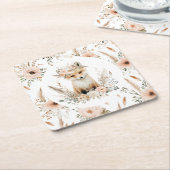 Boho Fox Girl Woodland Party Kartonnen Onderzetters (Schuin)