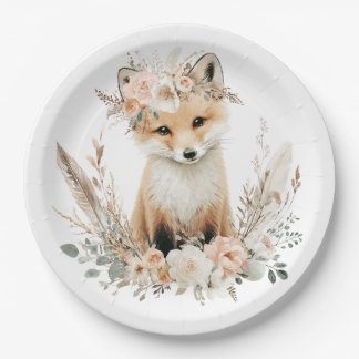 Boho Fox Girl Woodland Party Papieren Bordje