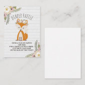Boho Fox Grijs Hout Baby shower Luier Raffle Informatiekaartje (Voorkant / Achterkant)