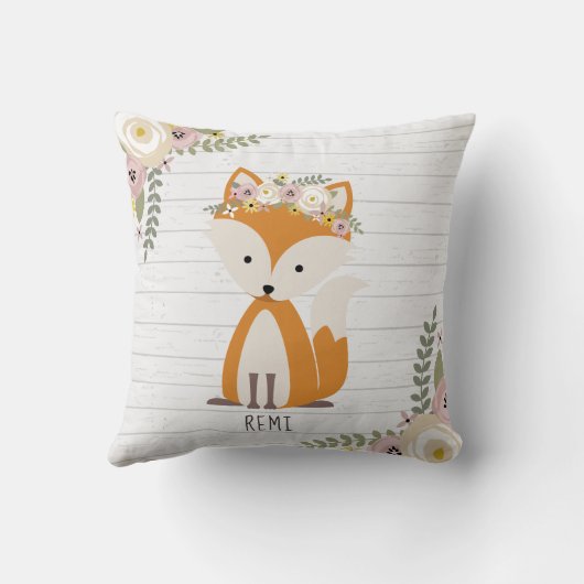 Boho Fox Grijs Hout Kussen (Achterkant)