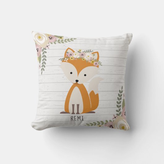 Boho Fox Grijs Hout Kussen (Voorkant)