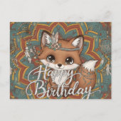 Boho Fox Happy Birthday Card Briefkaart (Voorkant)