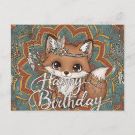 Boho Fox Happy Birthday Card  Briefkaart