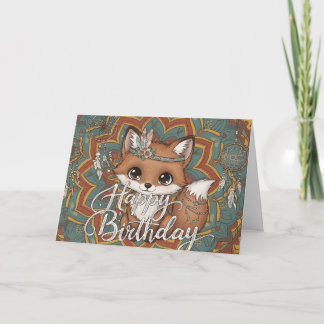 Boho Fox Happy Birthday Card  Kaart