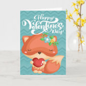 Boho Fox Happy Valentine's Day Kaart (Gele Bloem)