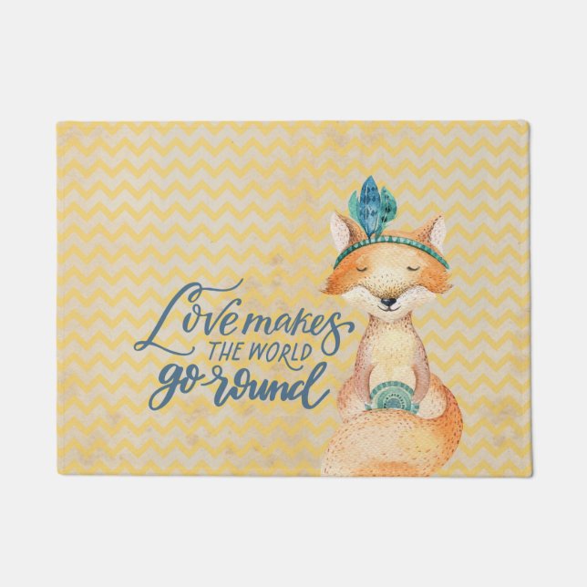 Boho Fox Love Quote Deurmat (Voorkant)