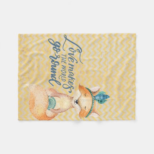 Boho Fox Love Quote Fleece Deken (Voorkant (Horizontaal))