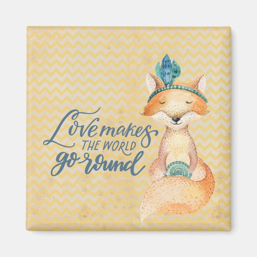 Boho Fox Love Quote Magneet (Voorkant)