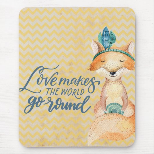 Boho Fox Love Quote Muismat (Voorkant)